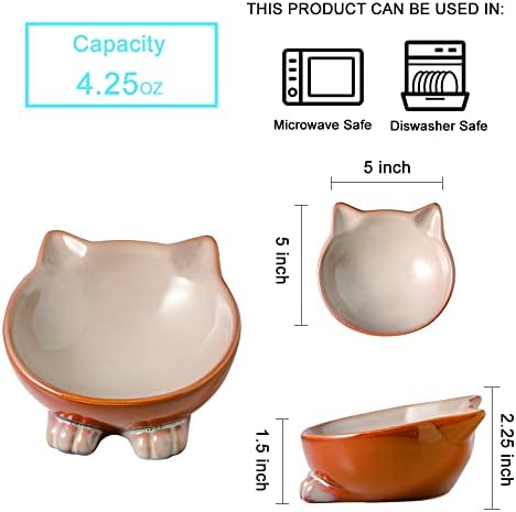 Nihow Ceramic Basic Cat Bowls: 5 Inch Cat Bowl for Food & Water - Food Grade Cat Dish for Small-Sized Cat - Microwave & Dishwasher Safe -Elegant Brown (4.25 OZ /1 PC) - Image 2