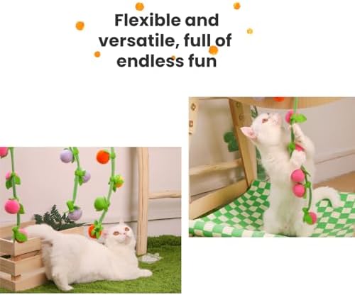 3Pcs Cat Spring Toys with Ball ，Fruit Design， Hanging Kitten Toys Pets ，Interactive Toy Cat Ball Toys with Bell ，Long Tail Elastic Soft Plush Cat Toys for Indoor Kitten and Cats (Fruit, 3pcs) - Image 6