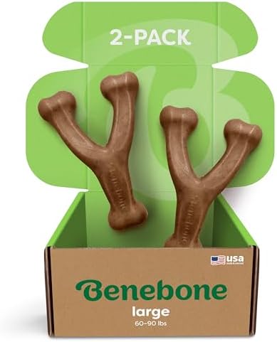 Benebone 2-Pack Wishbone Chew Toy for Aggressive Chewers, Real Bacon, Large by Benebone
