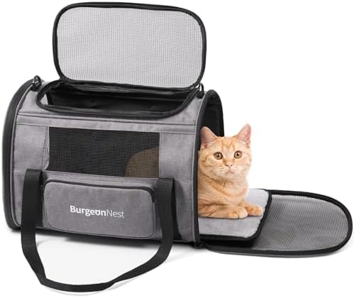 BurgeonNest Cat Carrier up to 20 Lbs, Portable Top Load Pet Travel Bag by Lifelongfriendsbelovedfamily