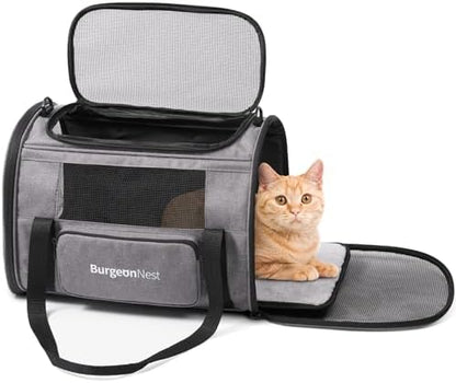 BurgeonNest Cat Carrier up to 20 Lbs, Portable Top Load Pet Travel Bag by Lifelongfriendsbelovedfamily