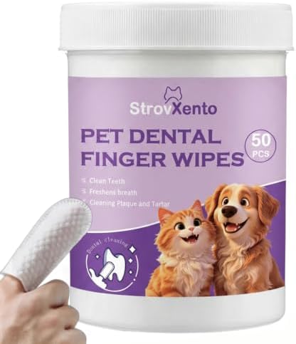 Pet Dental Finger Wipes for Dogs & Cats - 50 Count Unscented Teeth Cleaning Wipes Daily Care by Unknown