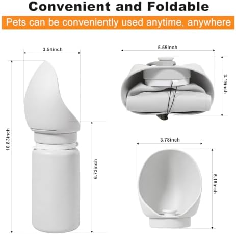 Dog Water Bottle, Silicone Foldable Pet Water Bottle, 550ml (18.6oz), Grey - Image 2