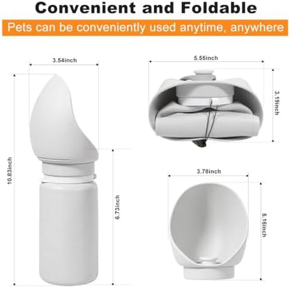 Dog Water Bottle, Silicone Foldable Pet Water Bottle, 550ml (18.6oz), Grey - Image 2