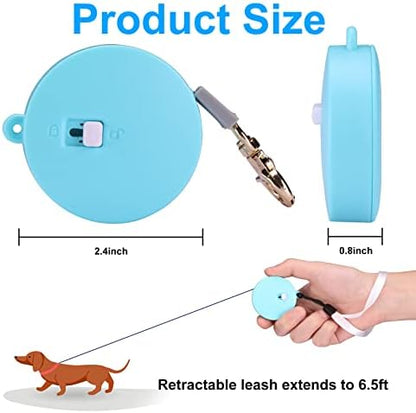 Retractable Dog Leash for Small Dogs Cats up to 11lbs with 6.5ft Anti-Pull Strong Nylon Tape, Hands Free, Mini and Portable Walking Leash with Wrist Strap, One-Hand Brake, Blue Round - Image 2