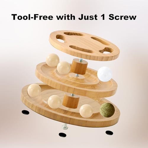ZOMISIA Cat Ball Track Toy with Puzzle Top, Wooden Cat Toys for Indoor Cats - Image 6