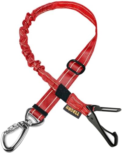 AUBELL Dog Seat Belt for Car,Updated 3-in-1 Bungee Dog Car Harness,Red by AUBELL