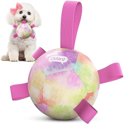 QDAN Dog Soccer Ball with Straps, Small Puppy Durable Dog Toys, 5 Inch by QDAN