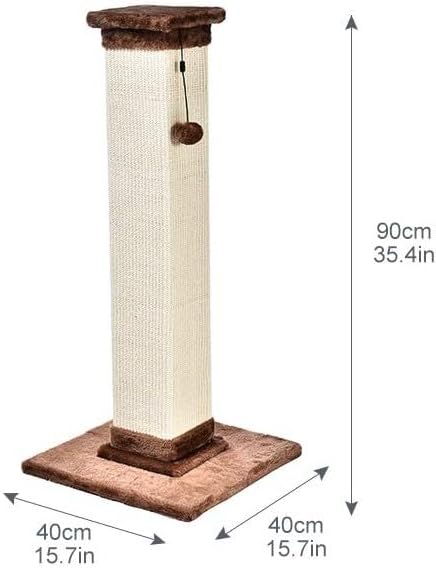 Amazon Basics Sturdy Cat Scratching Post for Indoor Cats & Kittens, Classic Single Post with Sisal Rope, Jute Fiber, Wood Base, Large (35.4"H), Brown - Image 5