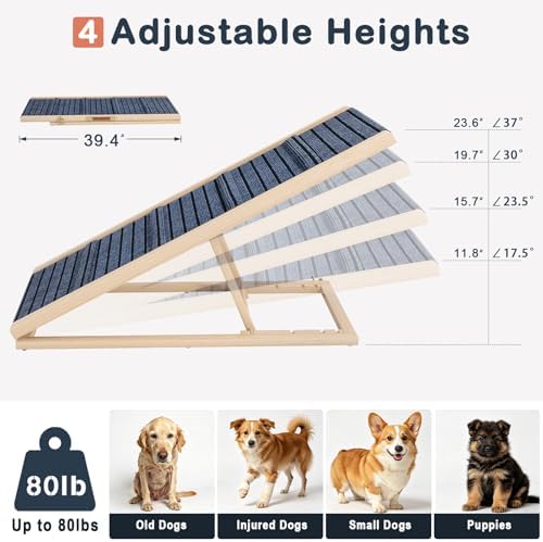 Wooden Dog Ramp for Couch, Foldable Pet Ramp for Small Dogs, 39.4" L - Image 5