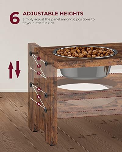Vantic Elevated Dog Bowls, Raised Bowl Stand Adjustable Small, Rustic Brown - Image 2