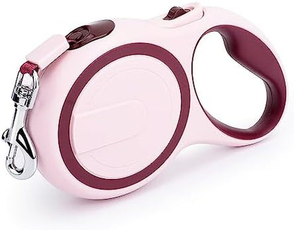 Segarty Dog Retractable Leash, 16ft Heavy Duty Walking Dog Leash for Medium Small Pet up to 44lb, Anti-Slip Handle 360°Tangle-Free Nylon Tape, 1-Handed 1 Button Lock and Release (Pink Wine) by Segarty