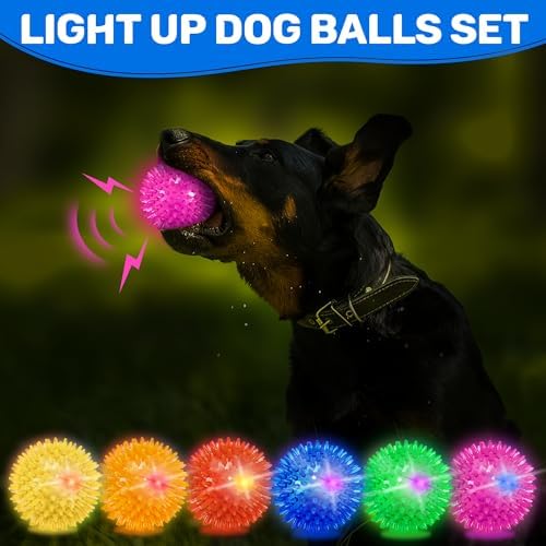 6 Pack 2.5" Light Up Squeaky Dog Balls, Spiky Dog Toy Balls for Puppy Small,Medium Dogs - Image 3