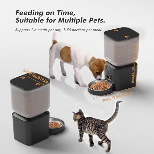 Automatic Dog Feeder - 8L/34 Cups Large Capacity Automatic Cat Food Dispenser with LCD Screen, Large Food Tray, Battery Operated, Timed Cat Feeder, Up to 50 Portions 6 Meals Per Day, Keeps Fresh - Image 3