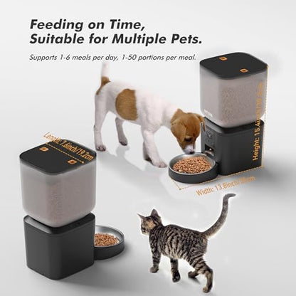 Automatic Dog Feeder - 8L/34 Cups Large Capacity Automatic Cat Food Dispenser with LCD Screen, Large Food Tray, Battery Operated, Timed Cat Feeder, Up to 50 Portions 6 Meals Per Day, Keeps Fresh - Image 3