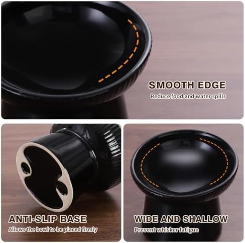 Elevated Cat Food Bowl, Ceramic Raised and Tilted Water Bowl, Whisker Fatigue Cat Bowls for Indoor Cats, Anti Vomiting and Protect Spines Pet Feeding Dishes for Kittens Small Dog, Heavy Non-Slip Base - Image 4