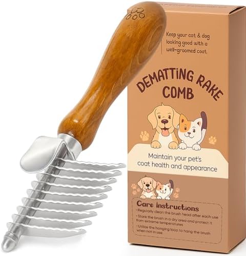 TAKAVU Dematting Comb for Dogs & Cats, 9-Blade Undercoat Rake by TAKAVU