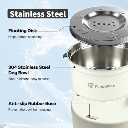 3.2L/108oz No Spill Dog Water Bowl Stainless Steel White - Image 4