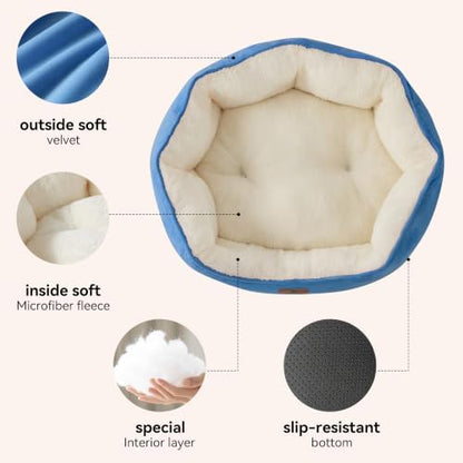 Asvin Small Dog Bed for Small Dogs, Cat Beds for Indoor Cats, Pet Bed for Puppy and Kitty, Extra Soft & Machine Washable with Anti-Slip & Water-Resistant Oxford Bottom, Light Blue, 20 inches - Image 3