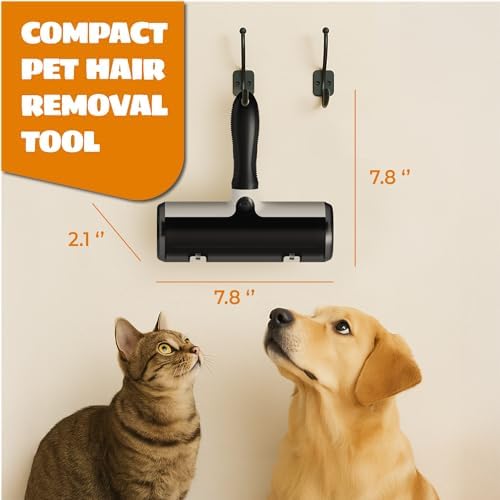 Pet Hair Remover and Reusable Lint Roller - Cat and Dog Hair Remover for Couch, Furniture, Carpet, Clothing and Bedding - Portable, Multi-Surface Fur Removal Tool (Black) - Image 5