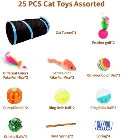 iCAGY 25 Pcs Cat Toys Set, Cat Tunnel Toy for Indoor Cats, Kittens - Image 2