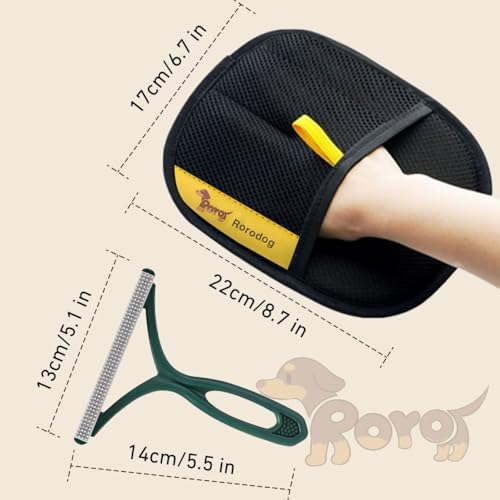 2-PCS Pet Hair Remover Gloves with A Hair/Lint Removal Tool, Reusable Magic Brush Pet Hair Removal Glove for Dogs & Cats, Remove Dog/Cat Hair from Couch, Carpet, Car Seat. - Image 2