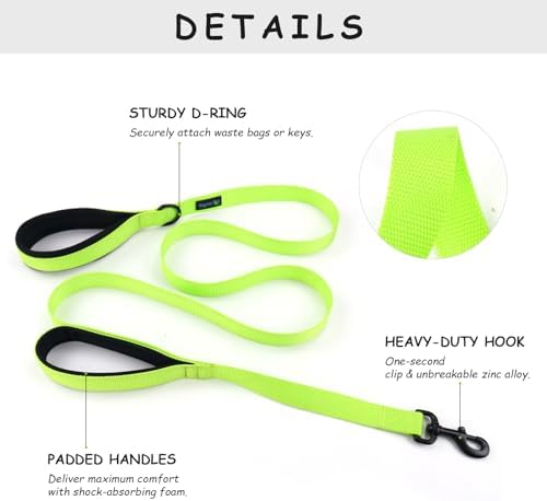Wagtime Club Heavy Duty Double Handle Dog Leash for Large Medium Small Dogs - Image 2