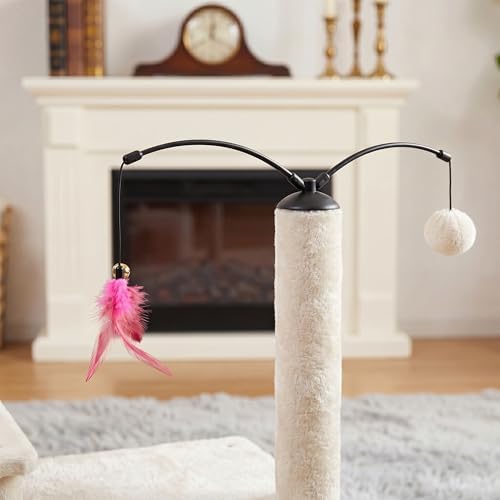 YUNIQUE Multi-Functional Cat Tree Tower, Big Cat Condo with Scratching Board, Rotating Toy & Deep Hammock, Luxury Perch Kitty Furniture for Indoor Cats (White) - Image 5