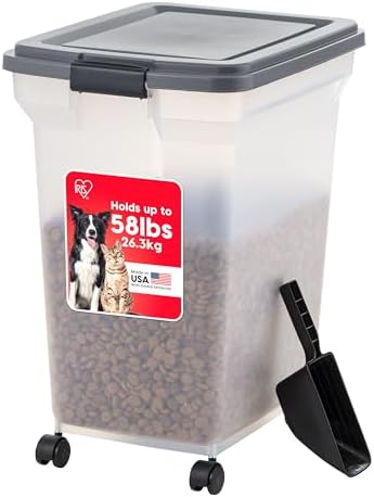IRIS USA Dog Food Storage Container, Up to 58 lbs, Dark Gray, Made in USA by IRISUSA