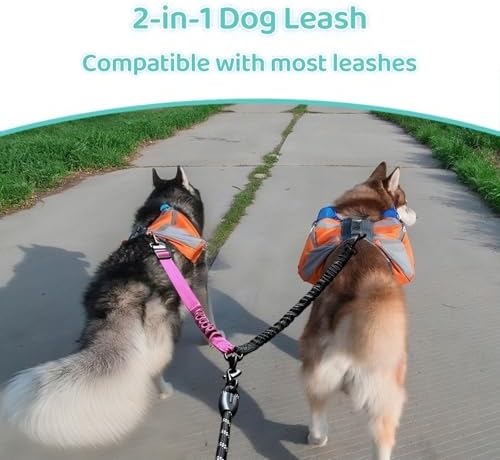Double Leash for Two Dogs, 2-in-1 Upgraded Double Dog Leash, No Tangle Dual Training Splitter, Reflective Walking Training Lead for Small Medium Dog, Gray - Image 6
