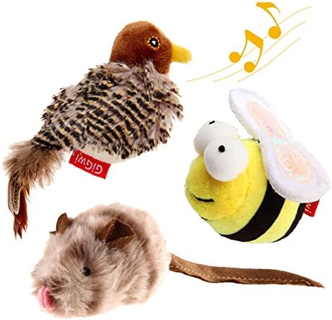 Gigwi 3 Pack Automatic Cat Toys, Interactive Squeaky Toys for Cats Inddoor by gigwi