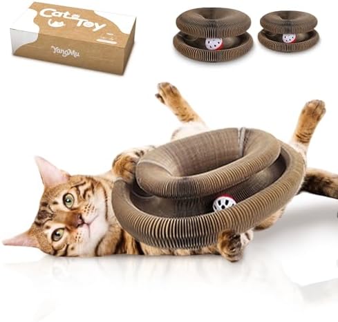 2PCS Kitty Curls Cat Toys Foldable Accordion Honeycomb Cat Scratching Board Toy with Ball - for Indoor Cats & Kittens, Twisty Paws cat Toy(2pcs) by Unknown