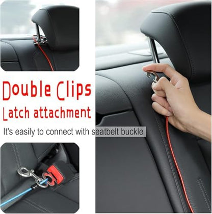Dog Seat Belt Harness for Car,Dog Seatbelt of Coated Wire Leash Safety Restraint,No Chew Tether Cable Vehicle,Double Clips & Latch(Orange, 24 inch/60 CM) - Image 6