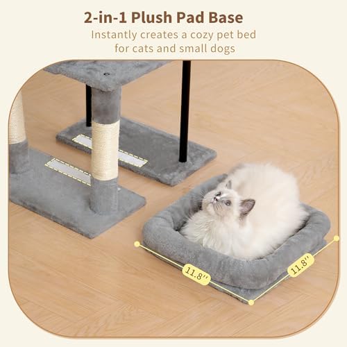 Heybly Cat Tree, 45.3" Cat Tower for Indoor Cats with Large Perch HCT202SW - Image 7