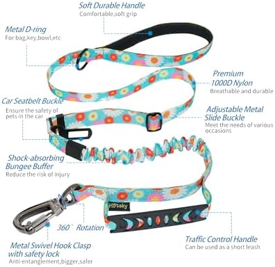 Hotsky Tactical Bungee Shock Absorbing No Pull Strong Dog Leash,Daisy,4-6FT - Image 2