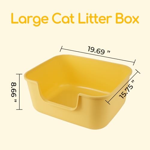 Large Cat Litter Box with High Sides,Cat Boxes for Indoor Cats,Cat Litter Pan for Kitty,Litter Box with Low Entry,Easy to Clean,Anti-Splashing (White-Long Side Entry) - Image 6