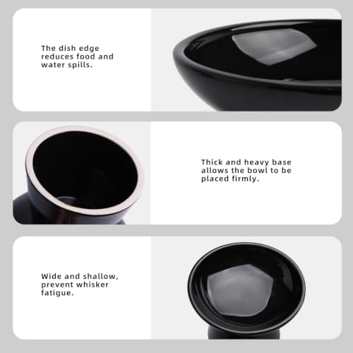 Ceramic Elevated Cat Food Bowls,6.2" Wide,1-Pack,Black - Image 5