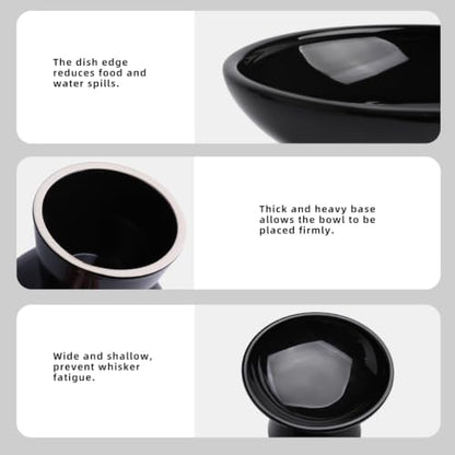 Ceramic Elevated Cat Food Bowls,6.2" Wide,1-Pack,Black - Image 5