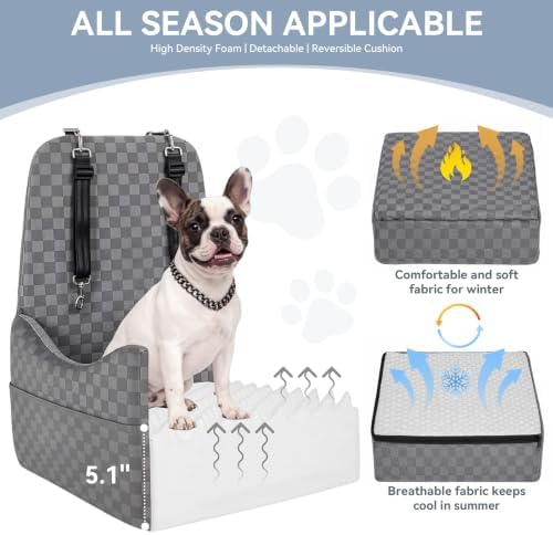 PETSFIT Pet Car Seat with Patented Safety System, 5" Elevated Cushion - Image 3