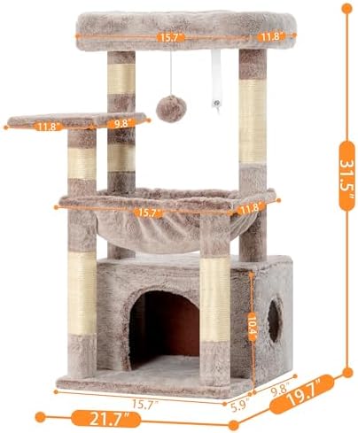 Heybly Cat Tree, Kitten Tower with Large Soft Cat Basket HCT008SMU - Image 6
