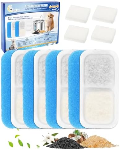 Cat Water Fountain Filter Compatible with oneisall Cat Water Fountain Stainless Steel PWF-001 2L/67oz, Filter Replacement, Multilayer Filters System, Fit for oneisall, 4+4+4 Pack by Cunina