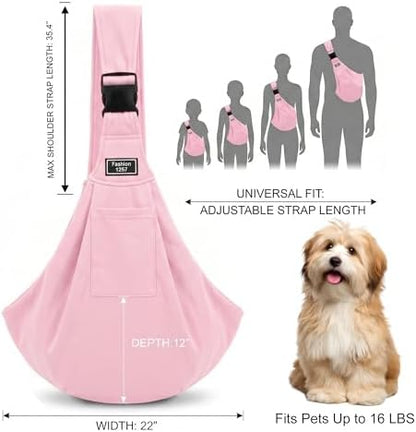 Adjustable Pet Sling Carrier, Anti-Escape Bag for Small Dogs & Cats, Pink - Image 4