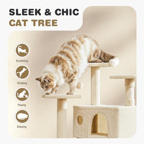 54 Inch Cat Tree Tower with Natural Sisal Scratching Post - Image 4
