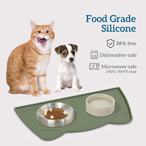 OHMO Cat Food Mat, Silicone Pet Feeding Mat, 20x12, Camo Green - Image 3
