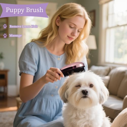Comma-Shaped Small Dog Brush , Puppy Essentials (Electroplating Purple) - Image 6