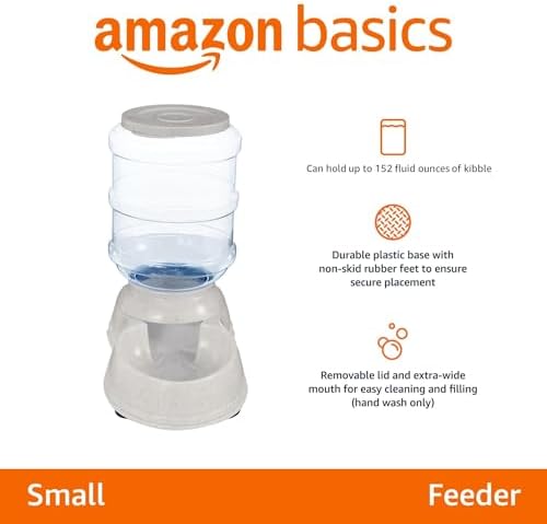 Amazon Basics Gravity Pet Food Feeder for Dogs and Cats, Easy to Clean, Easy to Fill, Removable Lid, 152fl.oz Capacity, Small - Image 2