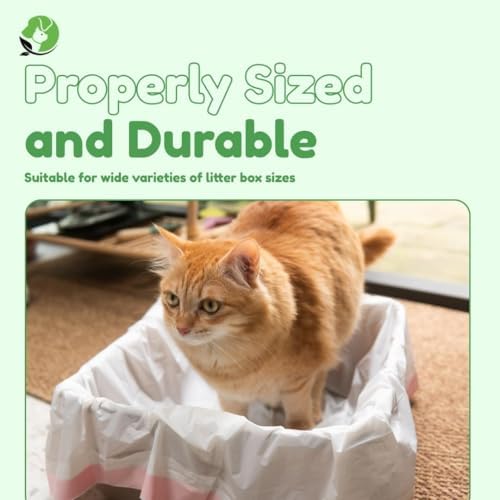 Cat Litter Box Liners - 100% Compostable - Drawstring Close - Scent Free - Jumbo Size XL (36" L x 18" W) - 40 Micron (1.6 Mil) Heavy Duty - 20 Count - Scratch, Tear & Leak Resistant - Image 4