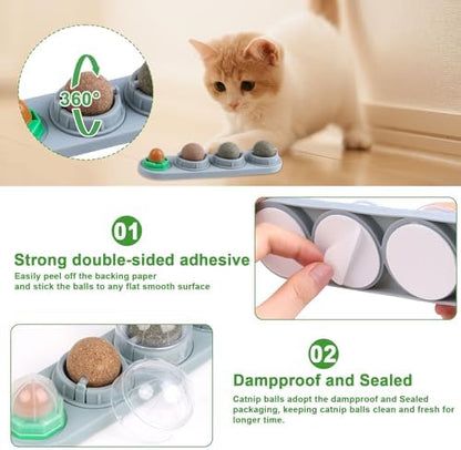 CCINEE Catnip Balls for Cats Wall Catnip Toys Edible Cat Toys for Cat Lick Safe Healthy Kitten Chew Toys Teeth Cleaning Dental Cat Toys(4 Flavor) - Image 5