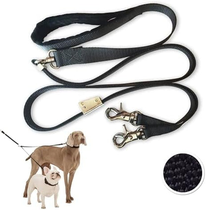 SPORN Double Dog Leash for Two Dogs No Tangle - Heavy Duty Nylon Dual Leash with Tangle Free Swivel, Patented Adjusti-Buckle, & Comfortable Padded Handle Walking with 2 Dogs, Standard by Sporn
