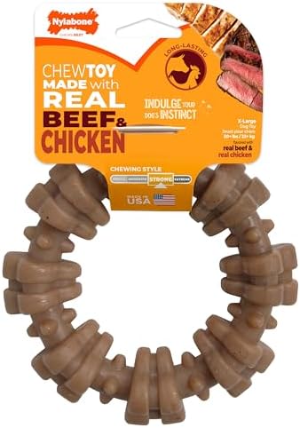 Nylabone Strong Chew Ring Dog Chew Toy Made with Real Beef & Chicken by Nylabone